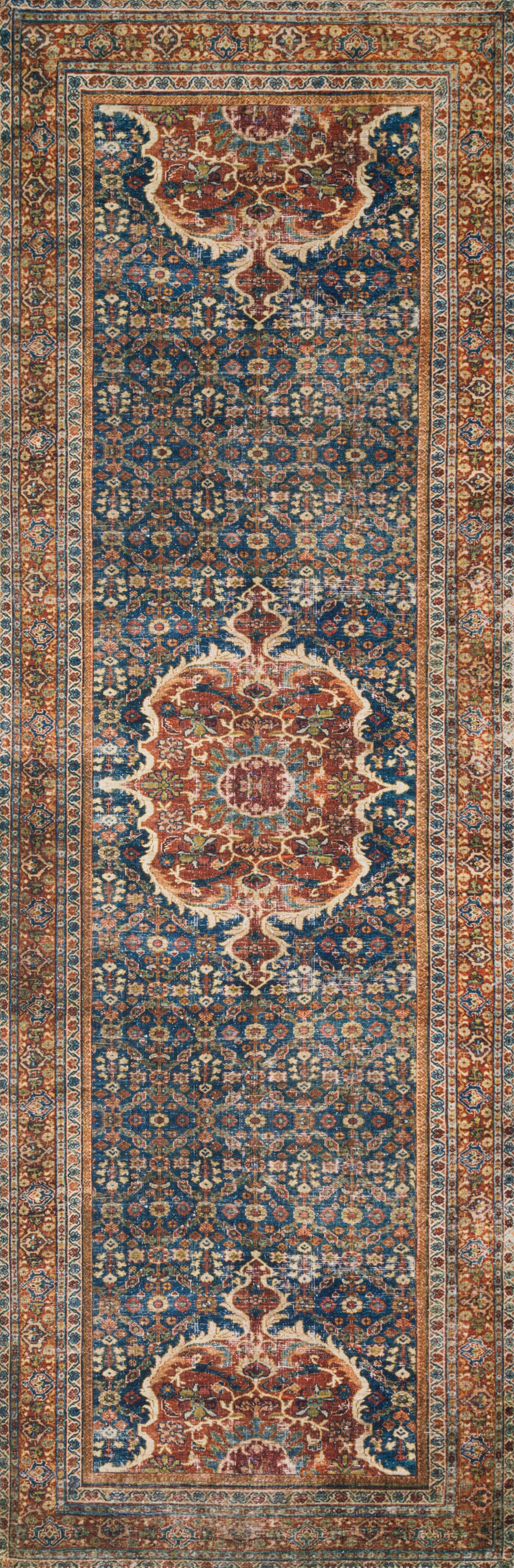7' 6" x 9' 6" Cobalt Blue/Spice Rug