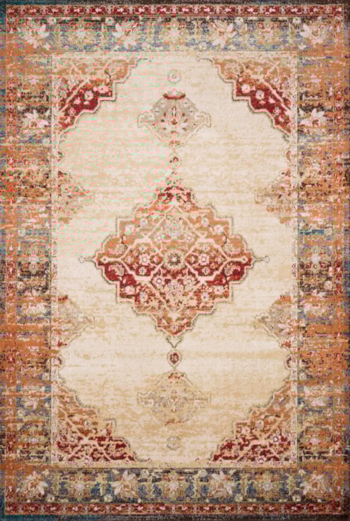 18" x 18" Ant. Ivory / Sunset Sample Rug