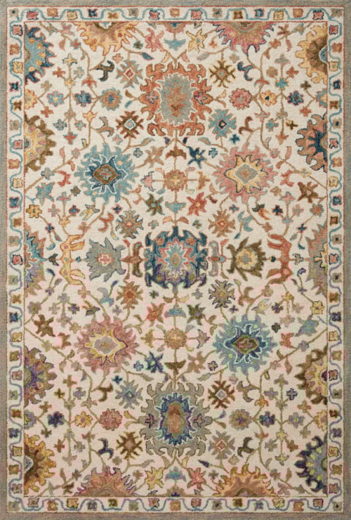 3'-0" x 3'-0" Round Ivory / Multi Rug