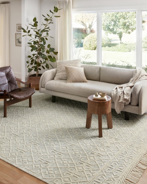 18" x 18" Ivory / Blue Sample Rug