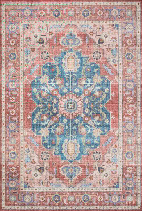 7' x 9' Brick / Ocean Oval Rug