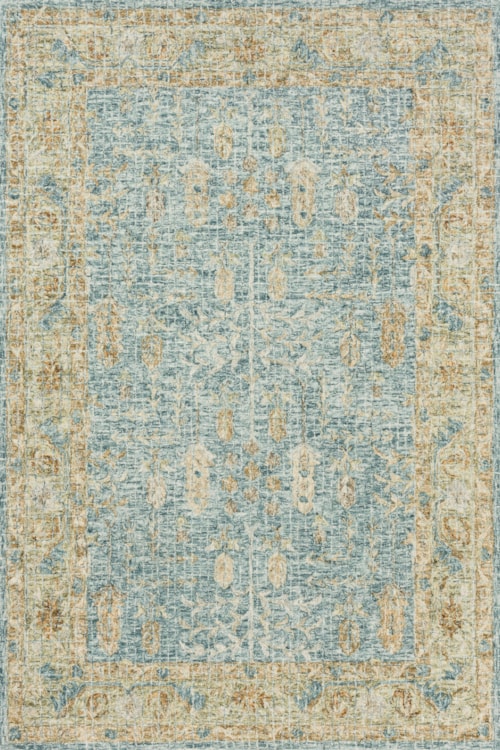 7'9" x 9'9" Blue / Gold Rug