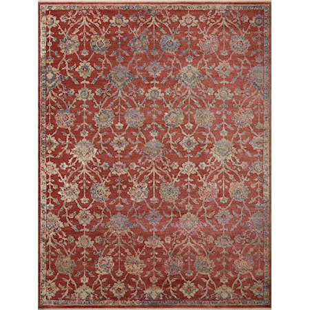 5'0" x 5'0"  Red / Multi Rug