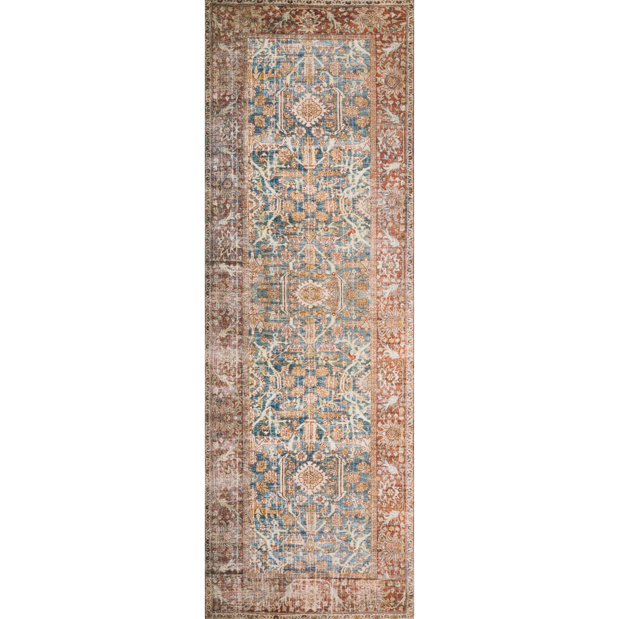 Loloi Rugs Layla LAYLLAY04OCRU2050 2'0" x 5'0" Ocean / Rust Rectangle Rug Belfort Furniture