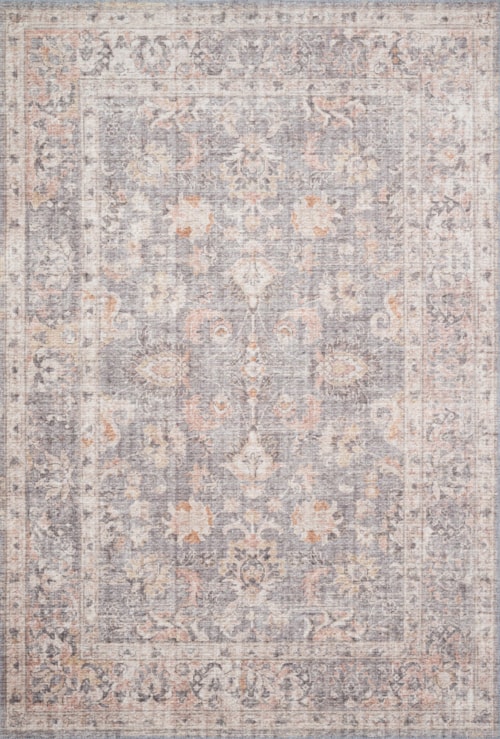 7' x 9' Grey / Apricot Oval Rug