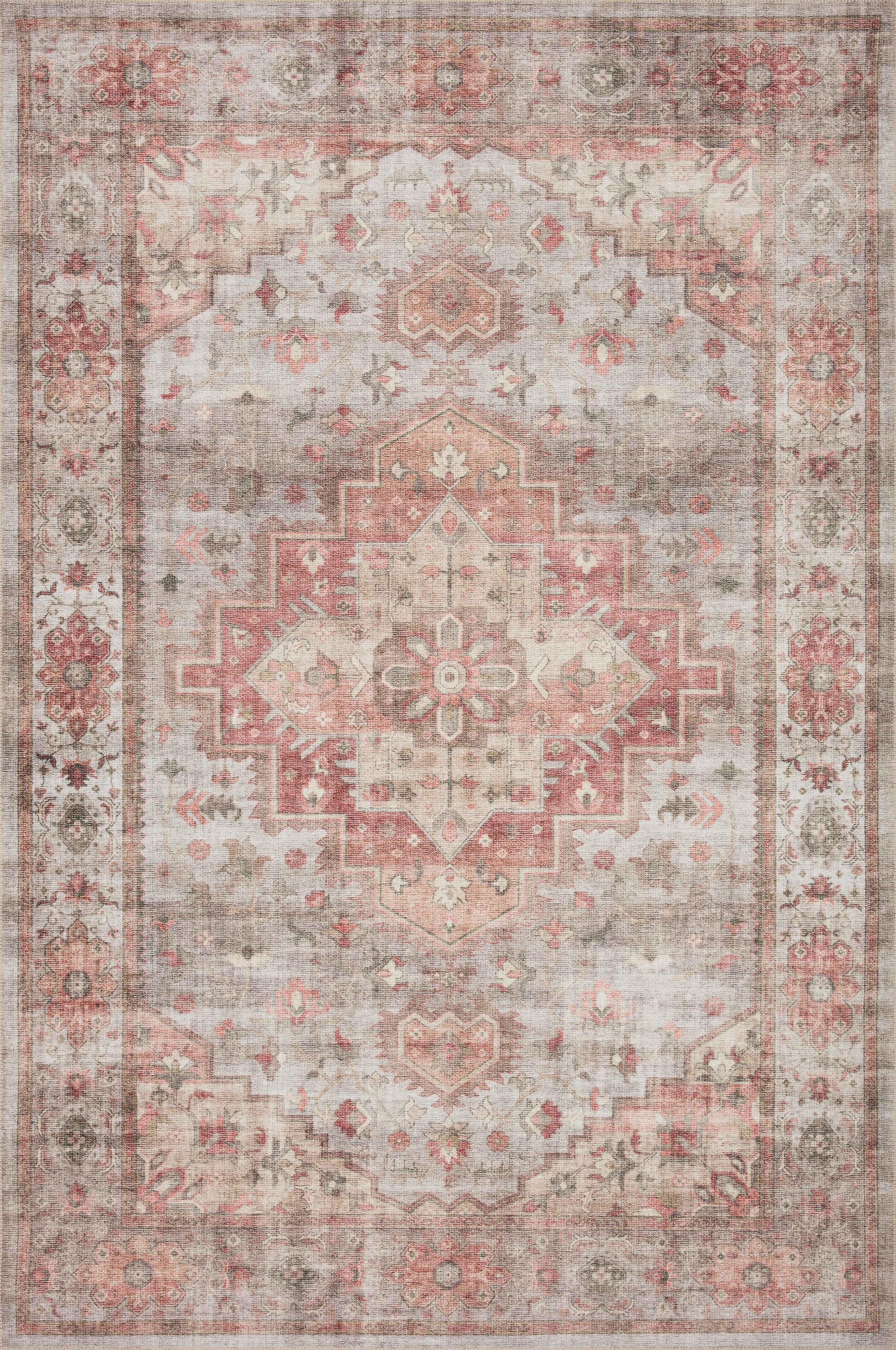 Loloi Rugs Heidi 6'0" x 6'0" Dove / Spice Round Rug Belfort Furniture