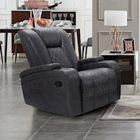 Contemporary Recliner with Cupholders and Storage