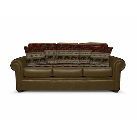 Stationary Sofa with Large Rolled Arms
