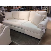 Custom Design 102" Sofa with Panel Arms and Turned Legs