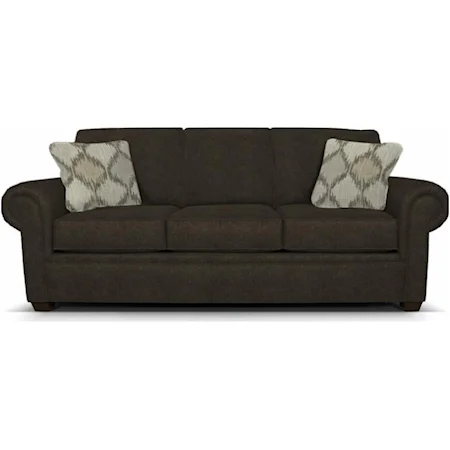 Casual Rolled Arm Sofa with Exposed Block Legs