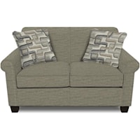 Casual Loveseat With Rolled Armrest & Accent Pillows