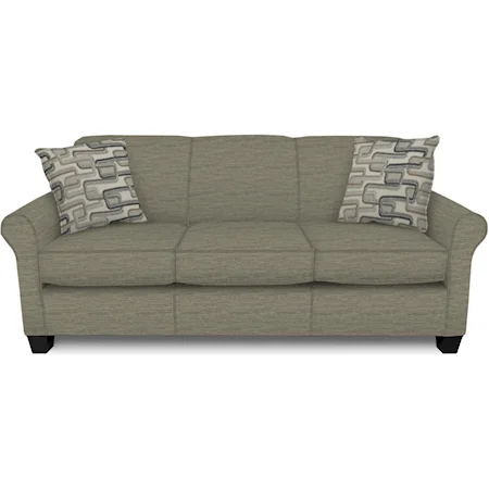 Casual Rolled Arm Sofa With Accent Pillows