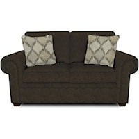 Contemporary Rolled Arm Loveseat with Exposed Block Legs