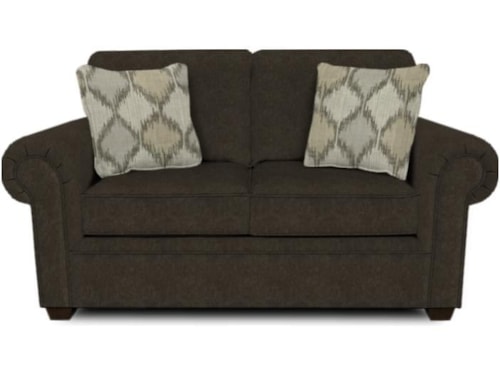 Contemporary Rolled Arm Loveseat with Exposed Block Legs