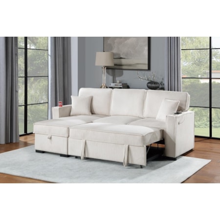 GLORIA BEIGE STORAGE SLEEPER | SOFA CHAISE W