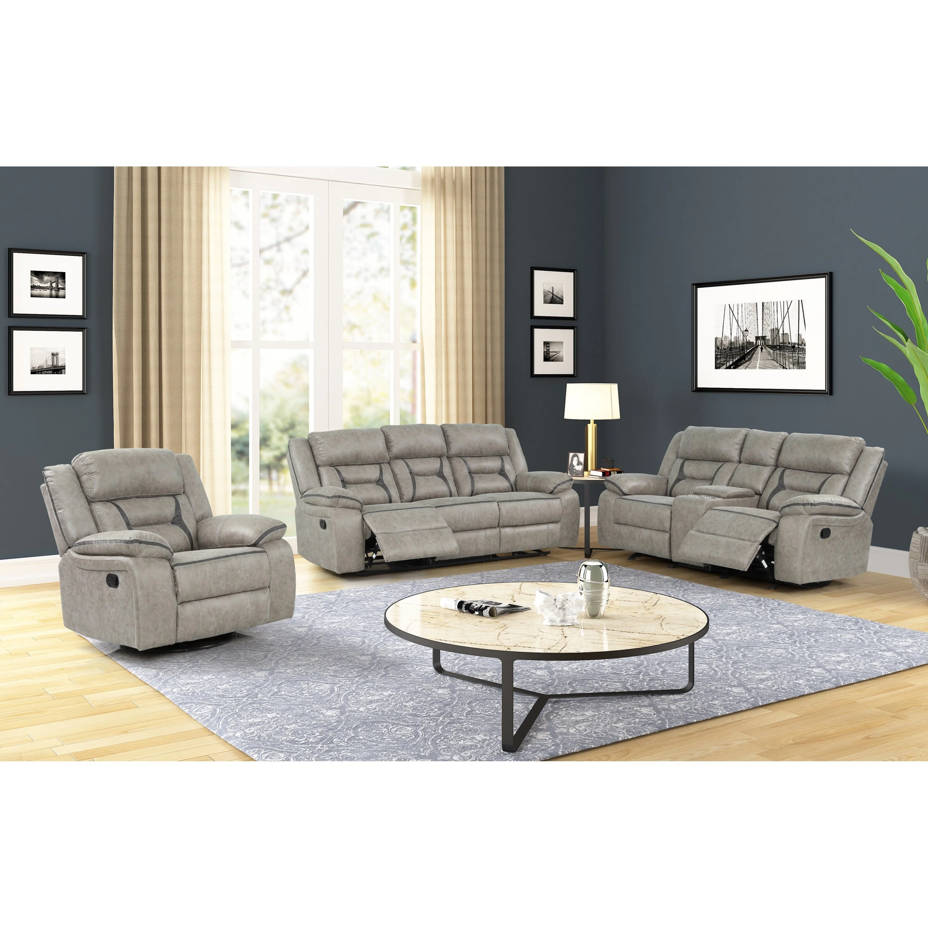 Rockwell 130541 ROCKWELL PEWTER SOFA & LOVESEAT 7 Day Furniture Reclining Living Room Group