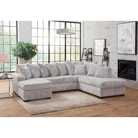 GALAXY GREY DOUBLE CHAISE SECTIONAL | .
