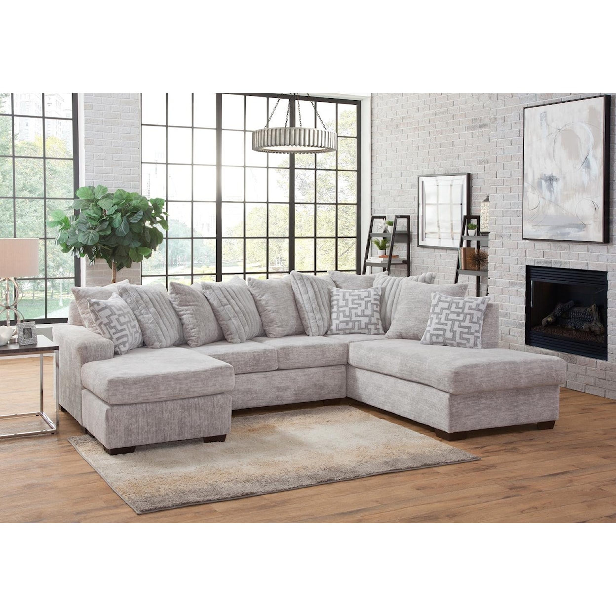 Delta Furniture Manufacturing Galaxy GALAXY GREY DOUBLE CHAISE SECTIONAL | .