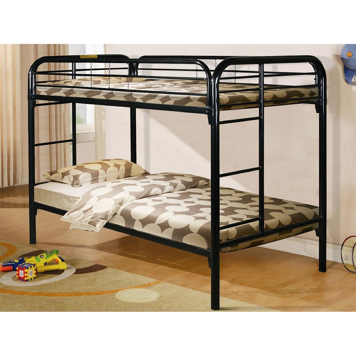 Donco Trading Co Bunkbeds TWIN/TWIN BLACK METAL BUNK BED |