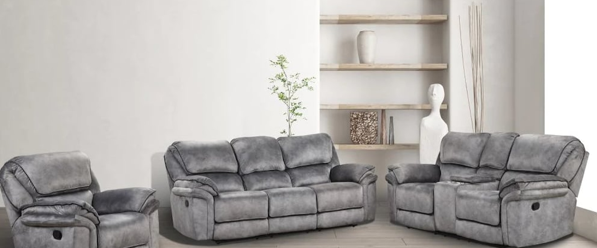 MANTA GREY RECLINING SOFA AND | LOVESEAT