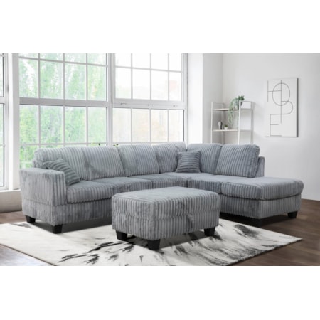 VEGAS MONDO GREY  2 PIECE SECTIONAL | WITH F