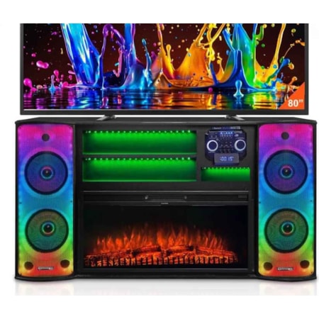 BROOKLYN FIREPLACE TV STAND WITH | SPEAKERS