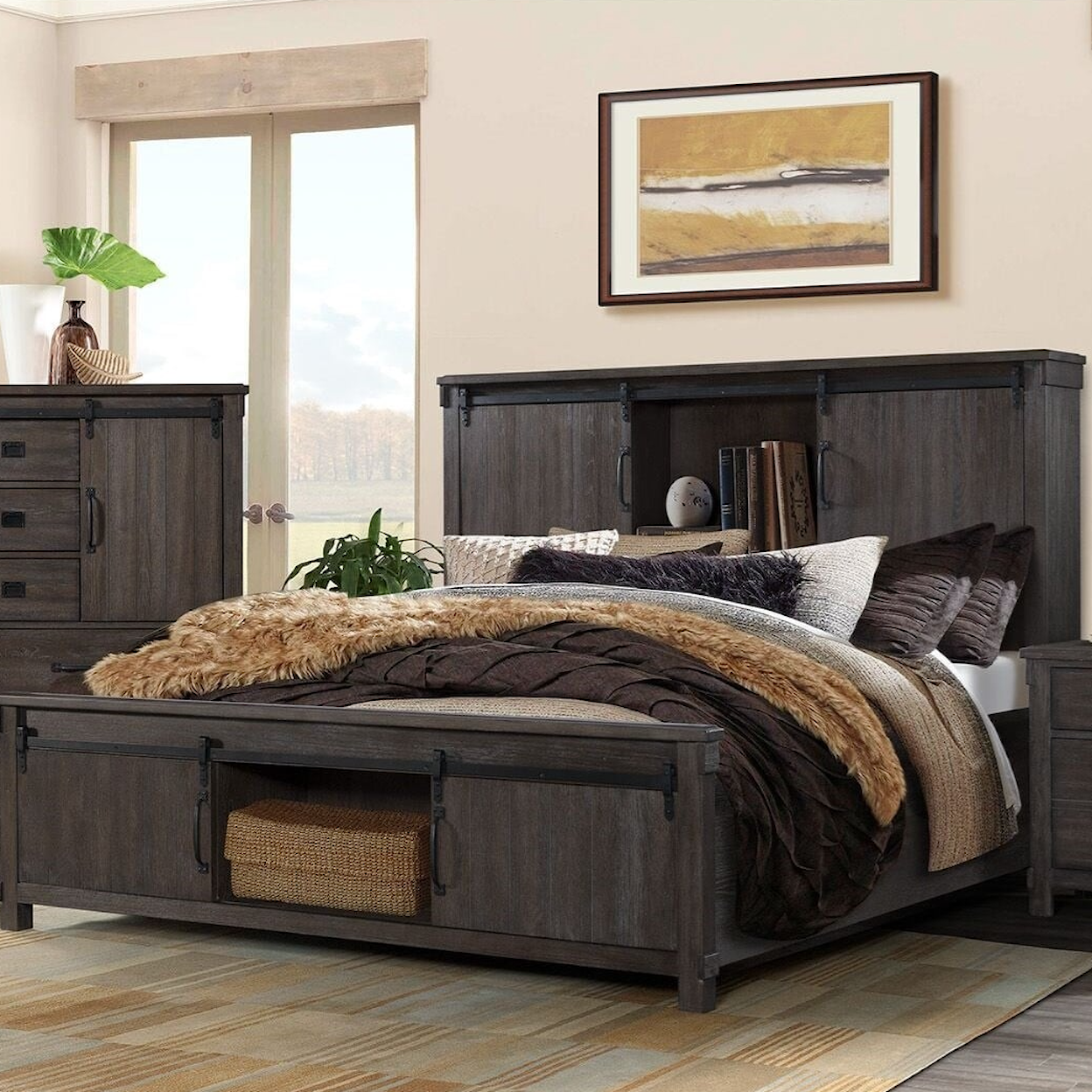 Elements International Scott YELLOWSTONE DARK BROWN 4 PC QUEEN | BEDROOM 