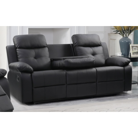 TREASURE BLACK RECLINING SOFA WITH | DROP DO