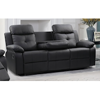 TREASURE BLACK RECLINING SOFA WITH | DROP DOWN TABLE