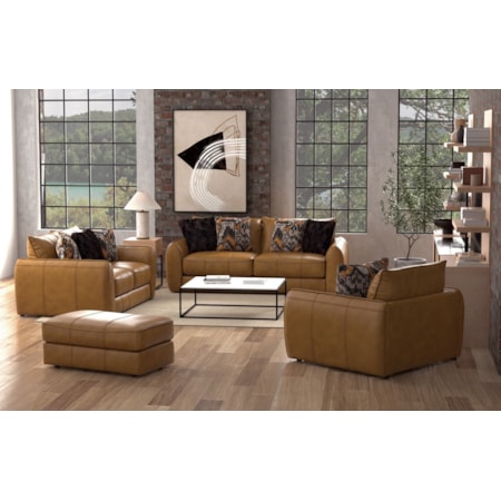 CORVALLIS TAN ITALIAN LEATHER SOFA, | AND LO