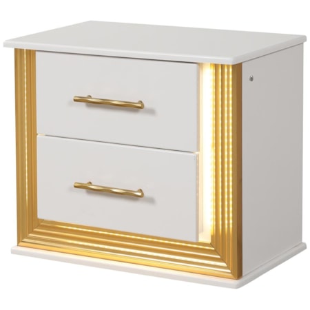 OASIS WHITE & GOLD NIGHTSTAND |
