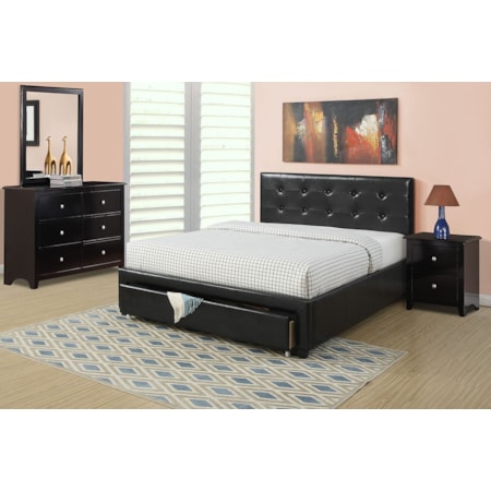 BLACK PLATFORM QUEEN BED |
