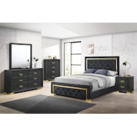 LE'PEW BLACK AND GOLD 4 PIECE QUEEN | BEDROOM SET