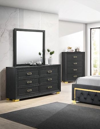 LE'PEW BLACK AND GOLD 4 PIECE QUEEN | BEDROO