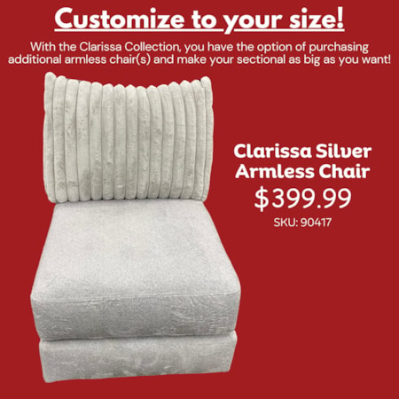 CLARISSA SILVER 3 PC RAF CHAISE | SECTIONAL