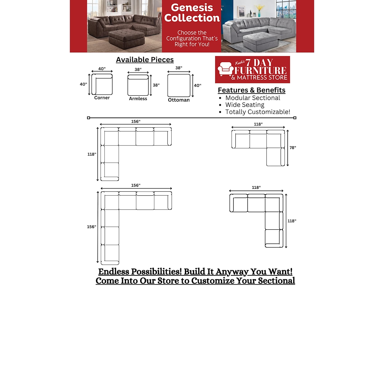 Lifestyle Genesis GENESIS ASH 4 PIECE MODULAR | SECTIONAL