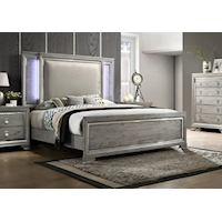 VENEER LIGHT GREY LED KING BED |