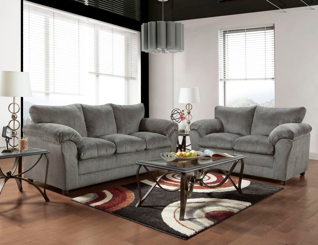 KAITLYN GREY SOFA &amp; LOVESEAT |