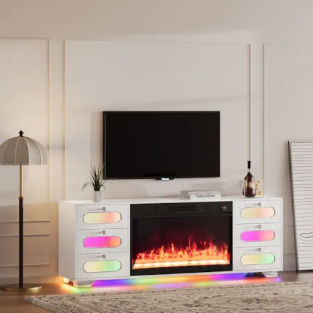 SOPHIE WHITE 70" LED BLUETOOTH | FIREPLACE T