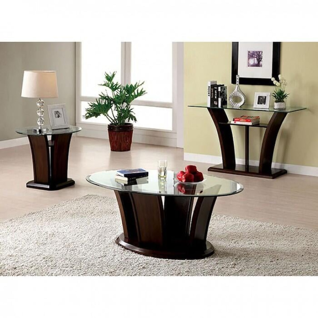Furniture of America Keystone Oval KEYSTONE DARK CHERRY SOFA TABLE |