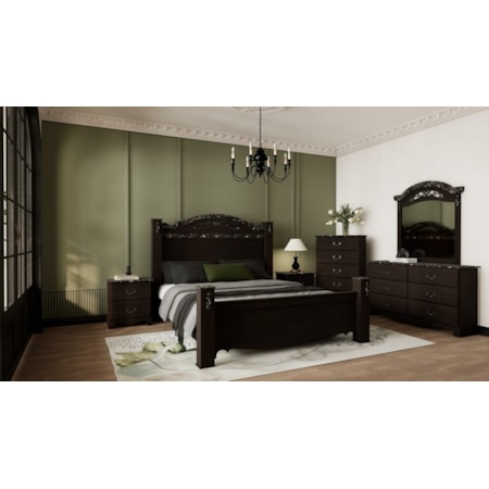FELIPE DARK BROWN 4 PC QUEEN | BEDROOM SET