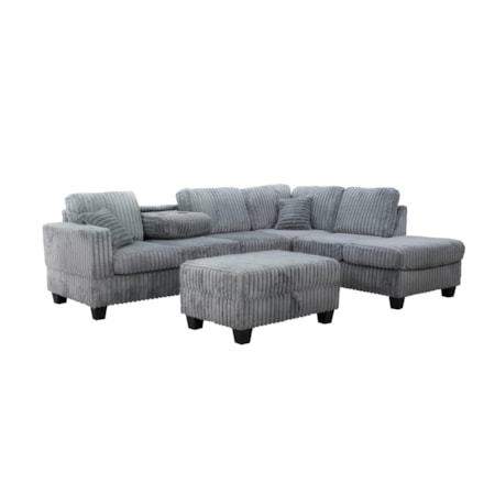 VEGAS MONDO GREY  2 PIECE SECTIONAL | WITH F