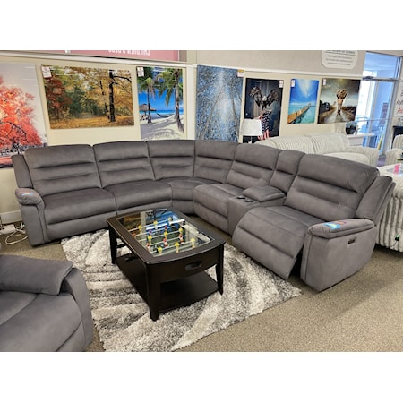 ASH GREY 6 PIECE POWER SECTIONAL |
