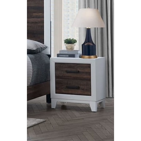 LIZ OAK AND WHITE NIGHTSTAND |