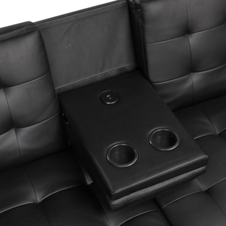 ANNETTE BLACK FUTON WITH CUPHOLDERS | AND US