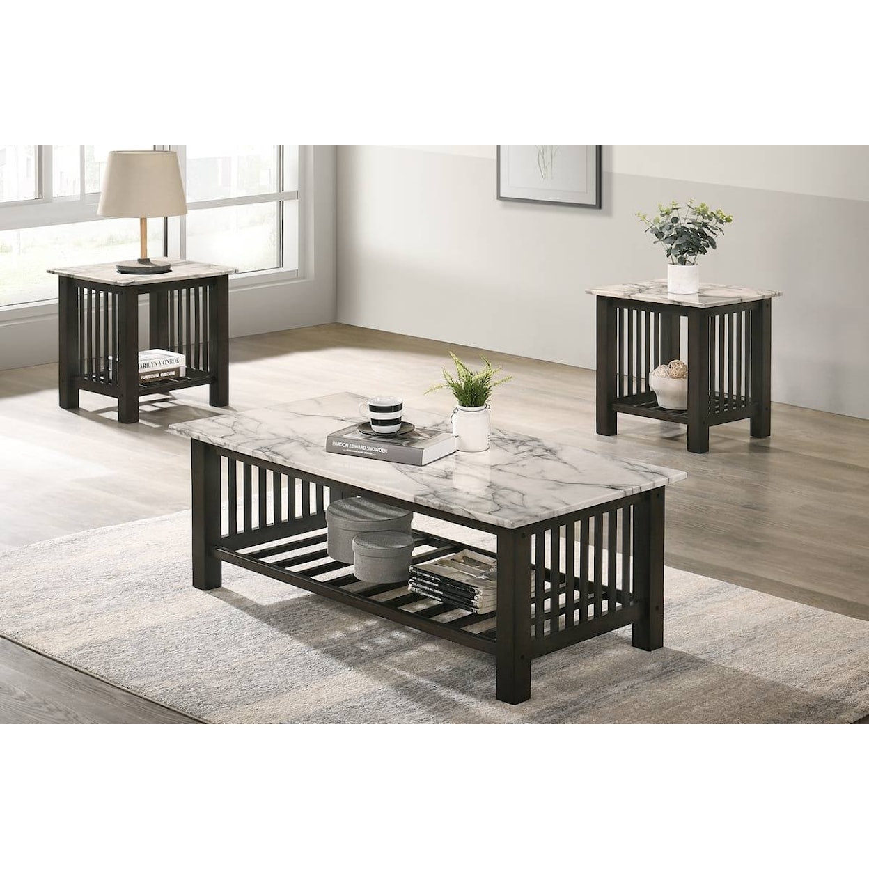 Poundex Occasional Tables MAREN WHITE COFFEE TABLE |
