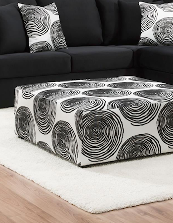 MIDNIGHT BLACK SWIRL OTTOMAN |