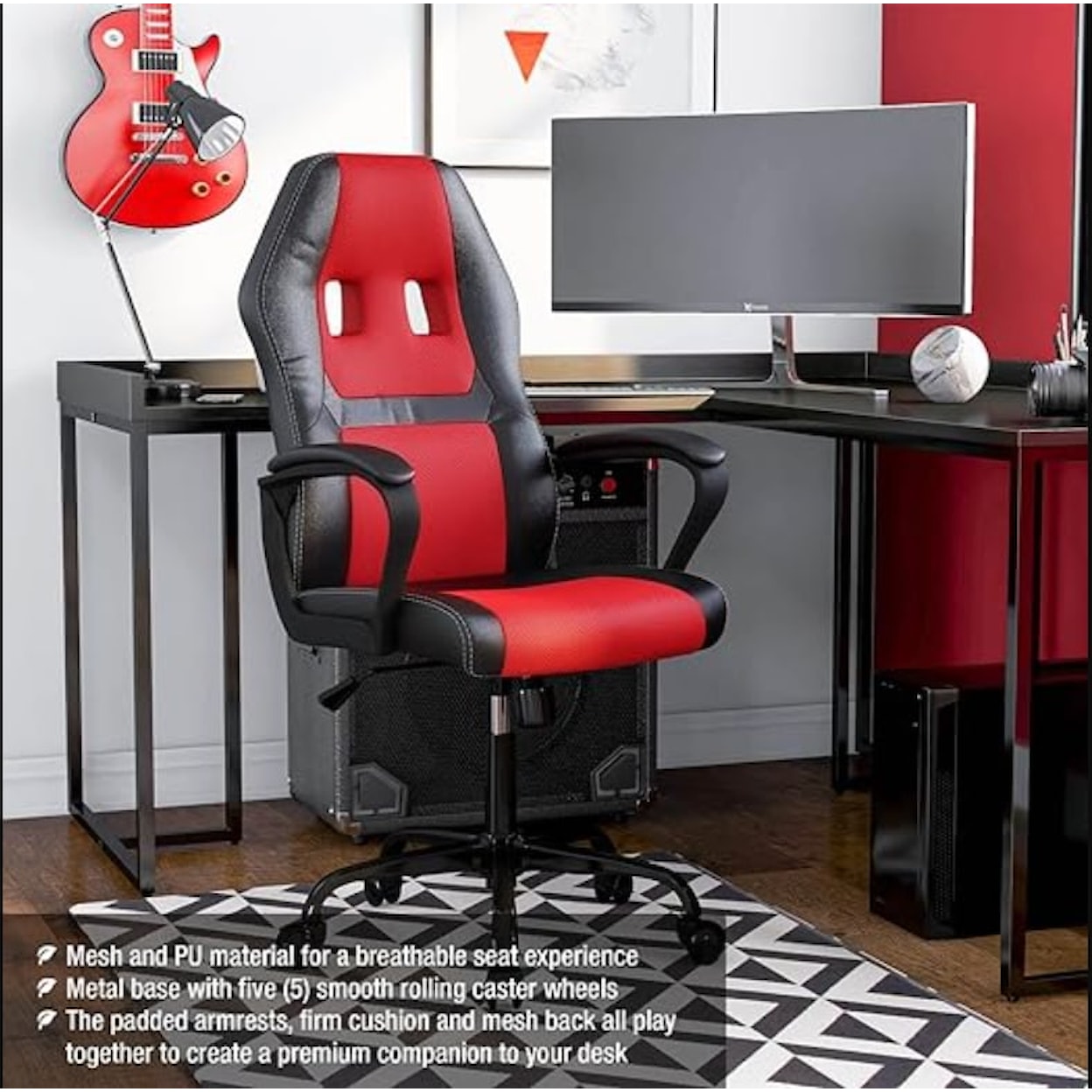 Furniture of America Office Chair RED & BLACK GAMING CHAIR |