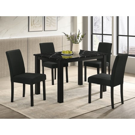 RESEDA BLACK 5 PIECE DINING SET |