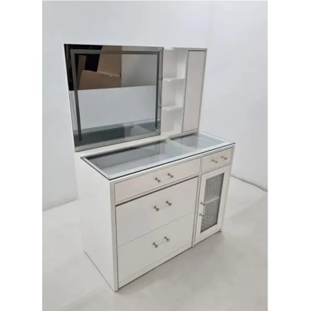 LANA WHITE LED VANITY WITH HIDDEN | STOOL